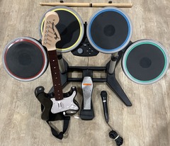 Rock Band Wireless Drums & Guitar With Mic Game Bundle Playstation 3,4,5